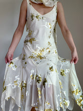 Load image into Gallery viewer, 100% Silk Buttercream Yellow 90’s Vintage Beaded Summer Dress (XS-S)