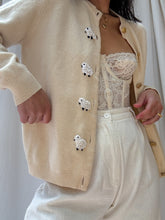 Load image into Gallery viewer, 100% Cashmere 1980’s Vintage Cardigan with Hand-Embroidered Sheep — Made in Scotland