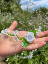 Load image into Gallery viewer, Handmade by Pa Thoy- Ivory Rose Crystal Quartz Beaded Floral Necklace by Plum Blossom Jewelry