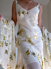 Load image into Gallery viewer, 100% Silk Buttercream Yellow 90’s Vintage Beaded Summer Dress (XS-S)