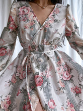 Load image into Gallery viewer, Handmade by Bella Rosalia Floral Panel Creamy Wrap Dress (XS-M)