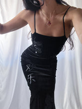 Load image into Gallery viewer, Y2K Velvet Burnout Delia’s Fitted Maxi Gown LBD (XS-S)