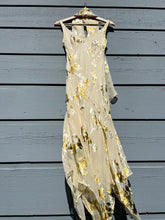 Load image into Gallery viewer, 100% Silk Buttercream Yellow 90’s Vintage Beaded Summer Dress (XS-S)