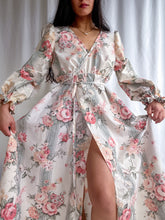 Load image into Gallery viewer, Handmade by Bella Rosalia Floral Panel Creamy Wrap Dress (XS-M)