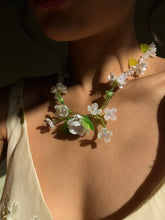 Load image into Gallery viewer, Handmade by Pa Thoy- Ivory Rose Crystal Quartz Beaded Floral Necklace by Plum Blossom Jewelry