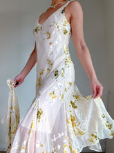 Load image into Gallery viewer, 100% Silk Buttercream Yellow 90’s Vintage Beaded Summer Dress (XS-S)