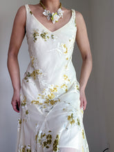Load image into Gallery viewer, 100% Silk Buttercream Yellow 90’s Vintage Beaded Summer Dress (XS-S)