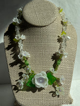 Load image into Gallery viewer, Handmade by Pa Thoy- Ivory Rose Crystal Quartz Beaded Floral Necklace by Plum Blossom Jewelry
