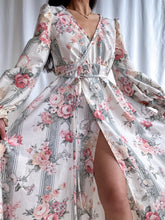 Load image into Gallery viewer, Handmade by Bella Rosalia Floral Panel Creamy Wrap Dress (XS-M)