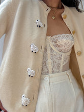 Load image into Gallery viewer, 100% Cashmere 1980’s Vintage Cardigan with Hand-Embroidered Sheep — Made in Scotland