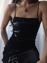 Load image into Gallery viewer, Y2K Velvet Burnout Delia’s Fitted Maxi Gown LBD (XS-S)