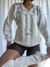 Load image into Gallery viewer, 1980’s Vintage Embroidered Floral Knit Sweater (XS-M)