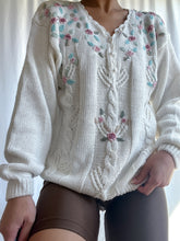 Load image into Gallery viewer, 1980’s Vintage Embroidered Floral Knit Sweater (XS-M)