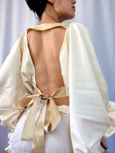 Load image into Gallery viewer, Buttercream Satin Extreme Balloon Sleeve Open Back Blouse (XS-XL)~ Reworked by Bella Rosalia