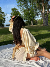 Load image into Gallery viewer, Buttercream Satin Extreme Balloon Sleeve Open Back Blouse (XS-XL)~ Reworked by Bella Rosalia