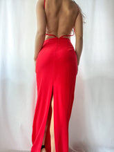 Load image into Gallery viewer, 90’s Caché Ruby Sequin Backless Halter Gown (XS-S)