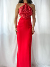 Load image into Gallery viewer, 90’s Caché Ruby Sequin Backless Halter Gown (XS-S)