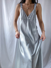Load image into Gallery viewer, 90’s Steel Blue Satin Midi Slip Dress (M/L)
