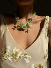 Load image into Gallery viewer, Handmade by Pa Thoy- Ivory Rose Crystal Quartz Beaded Floral Necklace by Plum Blossom Jewelry
