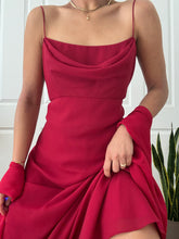 Load image into Gallery viewer, 1990's Vintage Bias Cut Cherry Red Cowl Neck Evening Gown (M/L)
