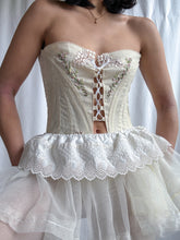 Load image into Gallery viewer, Ethereal Handmade Corset Top with Hand Embroidered Floral Detailing by Bella Rosalia (XS-M)
