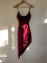 Load image into Gallery viewer, Y2k Asymmetrical Burgundy Cocktail Dress (XS-S) Made in USA
