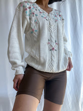 Load image into Gallery viewer, 1980’s Vintage Embroidered Floral Knit Sweater (XS-M)
