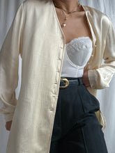 Load image into Gallery viewer, 1990’s Buttercream 100% Charmeuse Silk Button Down Blouse (XS-L)
