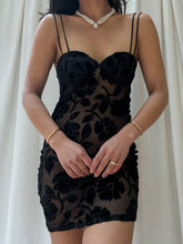 Load image into Gallery viewer, 1990s Victoria’s Secret Gold Label Mesh &amp; Velvet Burnout Slip Dress (XS-M)
