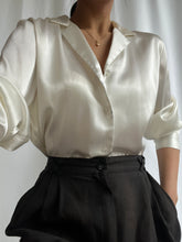 Load image into Gallery viewer, 90&#39;s Vintage Satin Ivory Button Up Blouse- Made in USA (XS-L)
