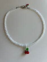 Load image into Gallery viewer, Handmade by Pa Thoy- Iridescent Beaded Glass Blown Cherry Necklace by Plum Blossom Jewelry
