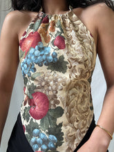 Load image into Gallery viewer, Handmade Backless Halter Tie Top Fruit Jacquard Pattern by Bella Rosalia (XS-M)
