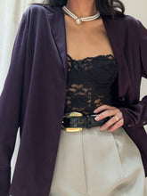 Load image into Gallery viewer, 100% Silk Eggplant Color Button Up Blouse (XS-L)
