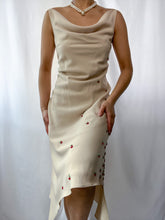 Load image into Gallery viewer, 1990&#39;s Vintage Beaded Cherry Accent Dress Cowl Neck Dress (XS-S)
