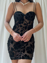 Load image into Gallery viewer, 1990s Victoria’s Secret Gold Label Mesh &amp; Velvet Burnout Slip Dress (XS-M)
