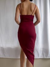 Load image into Gallery viewer, Y2k Asymmetrical Burgundy Cocktail Dress (XS-S) Made in USA

