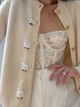 Load image into Gallery viewer, 100% Cashmere 1980’s Vintage Cardigan with Hand-Embroidered Sheep — Made in Scotland
