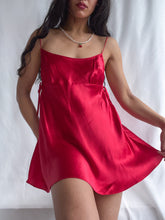 Load image into Gallery viewer, 2 pc Deadstock 100% Silk Scarlet Red Mini Slip Dress (XS-L)
