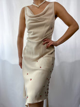 Load image into Gallery viewer, 1990&#39;s Vintage Beaded Cherry Accent Dress Cowl Neck Dress (XS-S)
