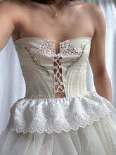 Load image into Gallery viewer, Ethereal Handmade Corset Top with Hand Embroidered Floral Detailing by Bella Rosalia (XS-M)
