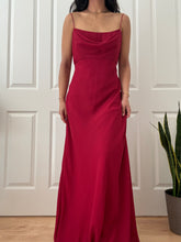 Load image into Gallery viewer, 1990's Vintage Bias Cut Cherry Red Cowl Neck Evening Gown (M/L)
