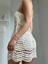 Load image into Gallery viewer, 1970’s Vintage Knit Cream Cotton Fishnet Mini Dress/ Swimsuit Coverup (XS-M)
