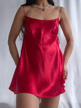 Load image into Gallery viewer, 2 pc Deadstock 100% Silk Scarlet Red Mini Slip Dress (XS-L)
