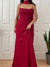 Load image into Gallery viewer, 1990's Vintage Bias Cut Cherry Red Cowl Neck Evening Gown (M/L)
