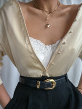Load image into Gallery viewer, 1990’s Buttercream 100% Charmeuse Silk Button Down Blouse (XS-L)
