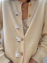 Load image into Gallery viewer, 100% Cashmere 1980’s Vintage Cardigan with Hand-Embroidered Sheep — Made in Scotland
