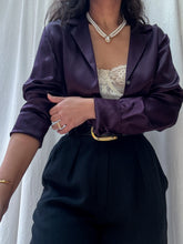 Load image into Gallery viewer, 100% Silk Eggplant Color Button Up Blouse (XS-L)
