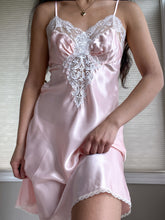 Load image into Gallery viewer, Dreamy Coquette Style Vintage Embellished Pink Satin Mini Slip (XS-M)
