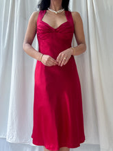 Load image into Gallery viewer, Vintage Calvin Klein Ruby Red Charmeuse Silk Bias Midi Gown (M/L)

