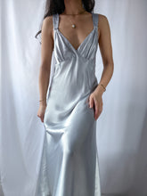 Load image into Gallery viewer, 90’s Steel Blue Satin Midi Slip Dress (M/L)
